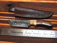 Hand Forged Handmade Damascus Tanto Skinner Knife Custom Wood/Bone Bolster D51