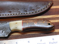 Hand Forged Handmade Damascus Tanto Skinner Knife Custom Wood/Bone Bolster D51