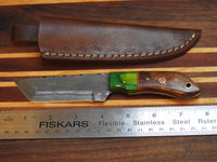 Hand Forged Handmade Damascus Tanto Skinner Knife Custom Wood Bolster D68