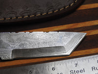 Hand Forged Handmade Damascus Tanto Skinner Knife Custom Wood Bolster D68