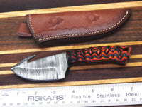Handmade Damascus Deep Hook skinner Knife Detailed Custom Bolsters D94